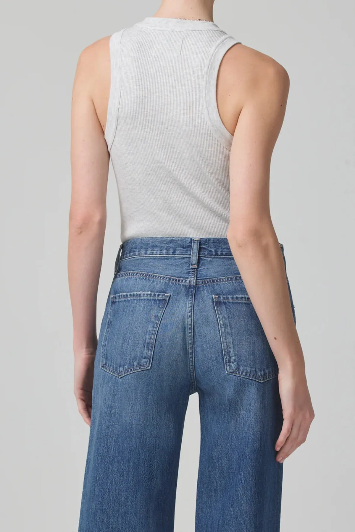 Isabel Rib Tank in Heather Grey