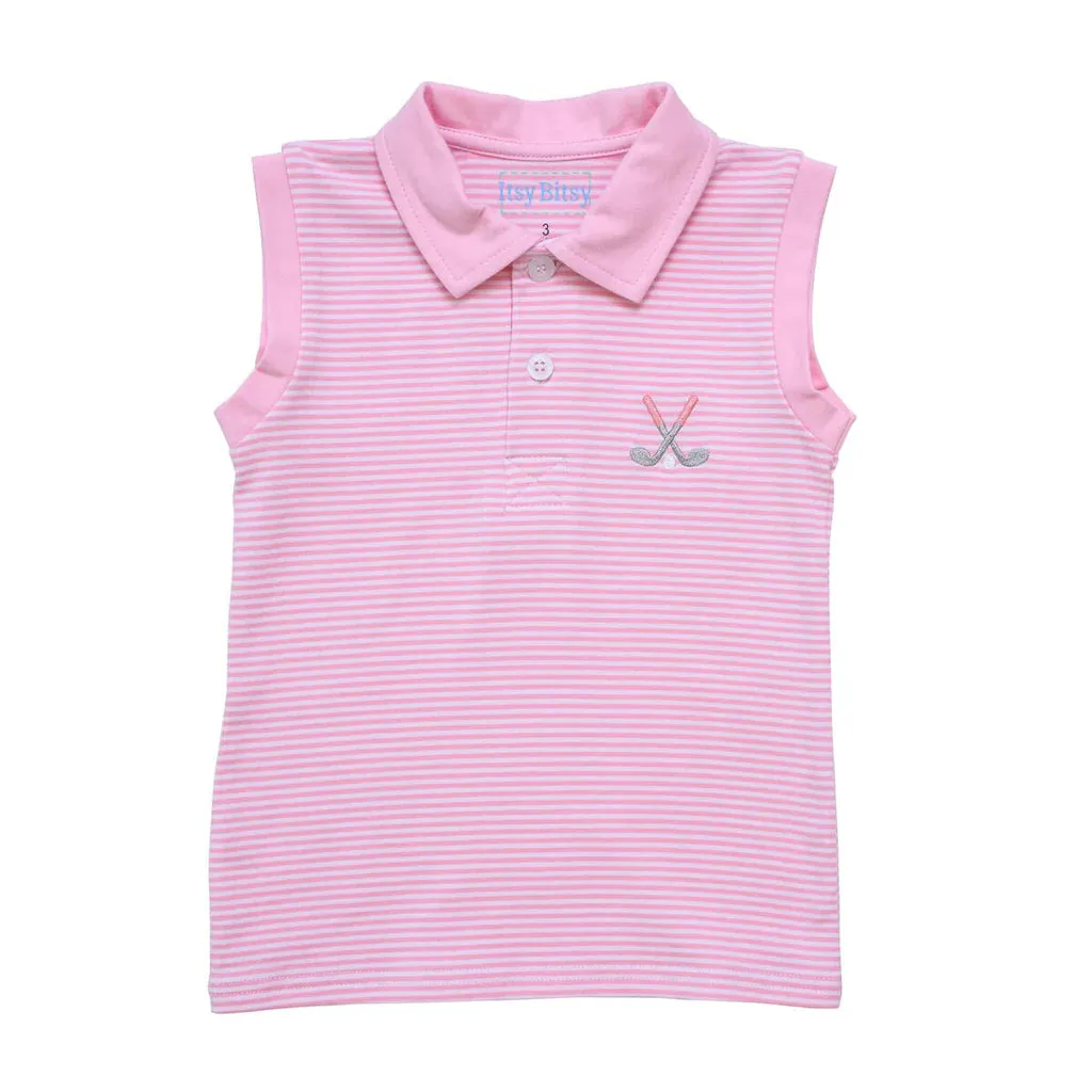 Itsy Bitsy Pink Stripe Golf Collar Tank