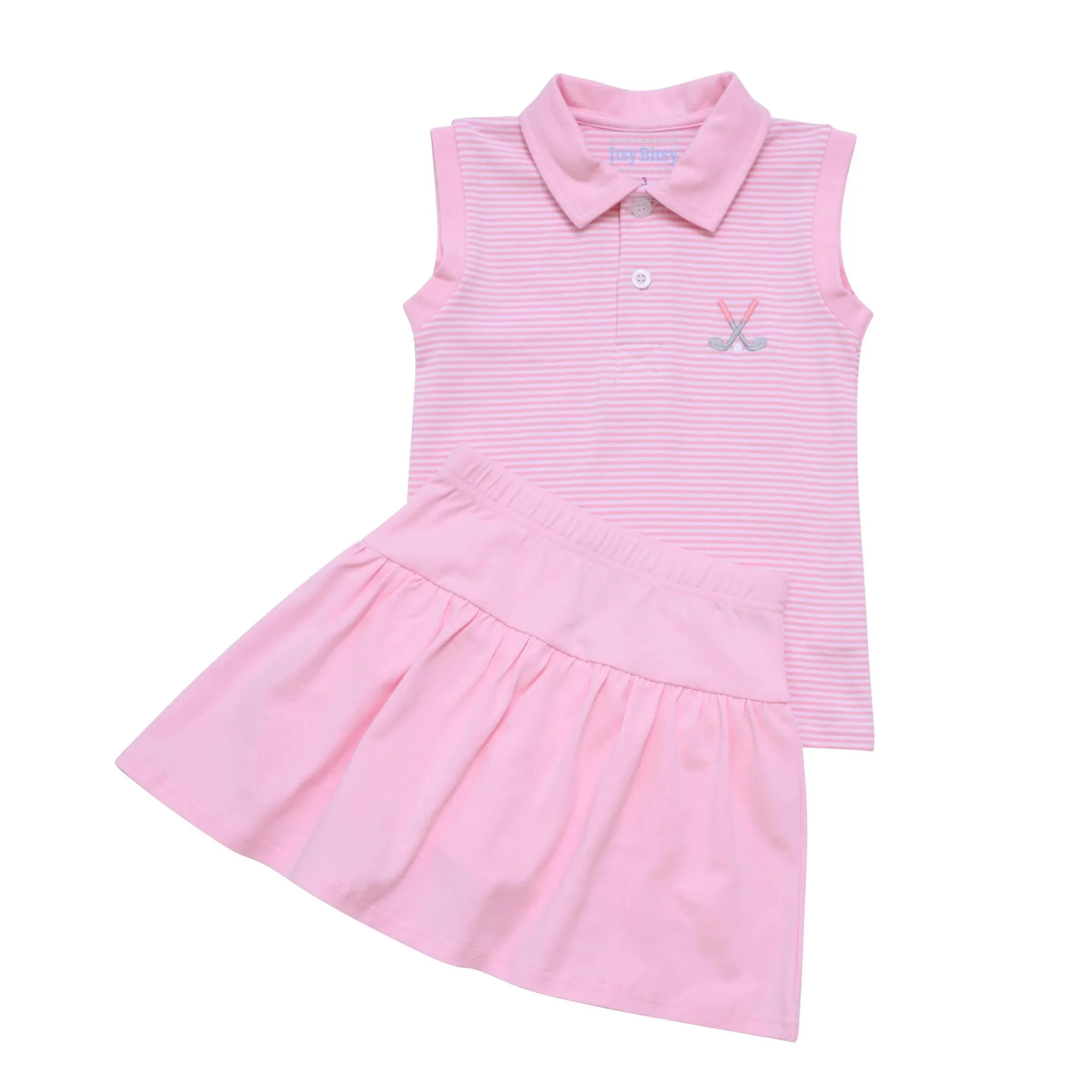 Itsy Bitsy Pink Stripe Golf Collar Tank