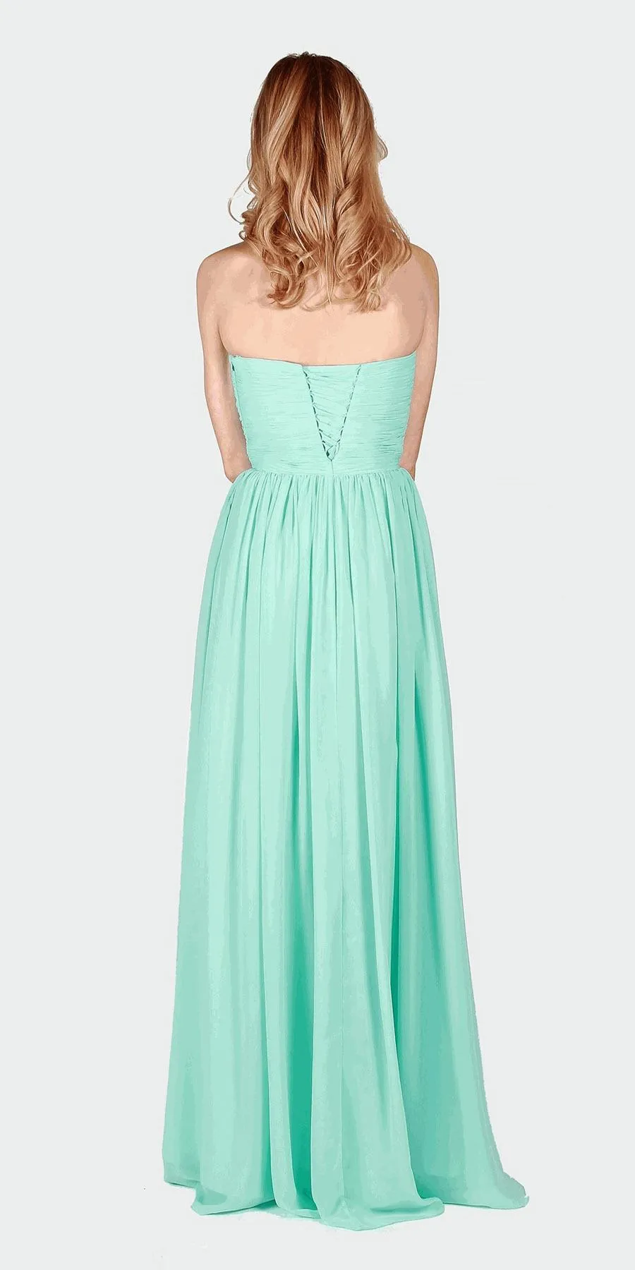 J&J Fashion 1422 Ruched Bodice Strapless Long Formal Dress
