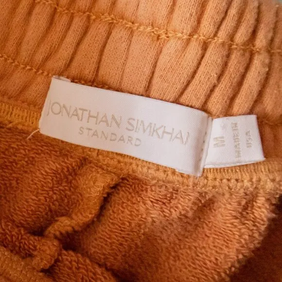Jonathon Simkhai Evie Camel Tan High Rise Sweat Shorts Size Medium