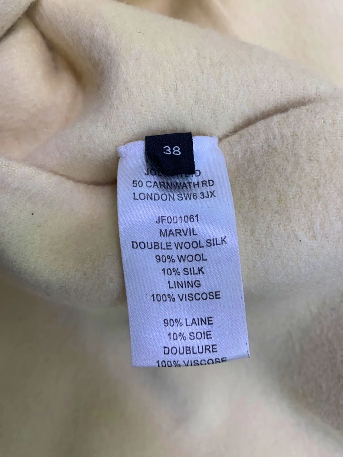 Joseph Ivory Marvil Double Wool Silk Coat UK 10