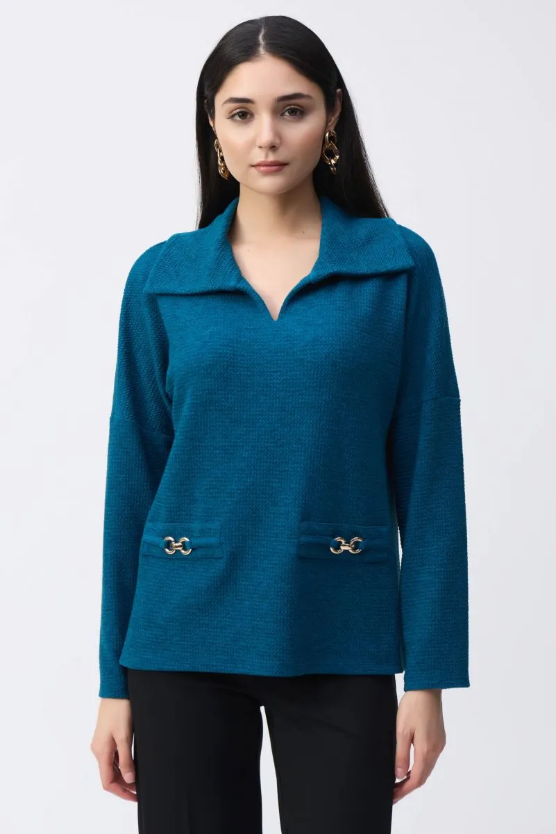 Joseph Ribkoff V-Neck Funnel Collar Boxy Top 243176