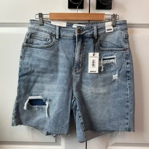 Judy Blue Women’s High Waisted Midlength Denim Patch Shorts NWT (Size 1XL)
