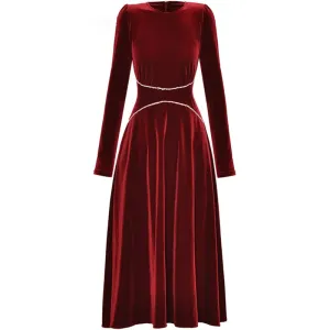 Kairi Velvet A-LINE Slim Midi Dress