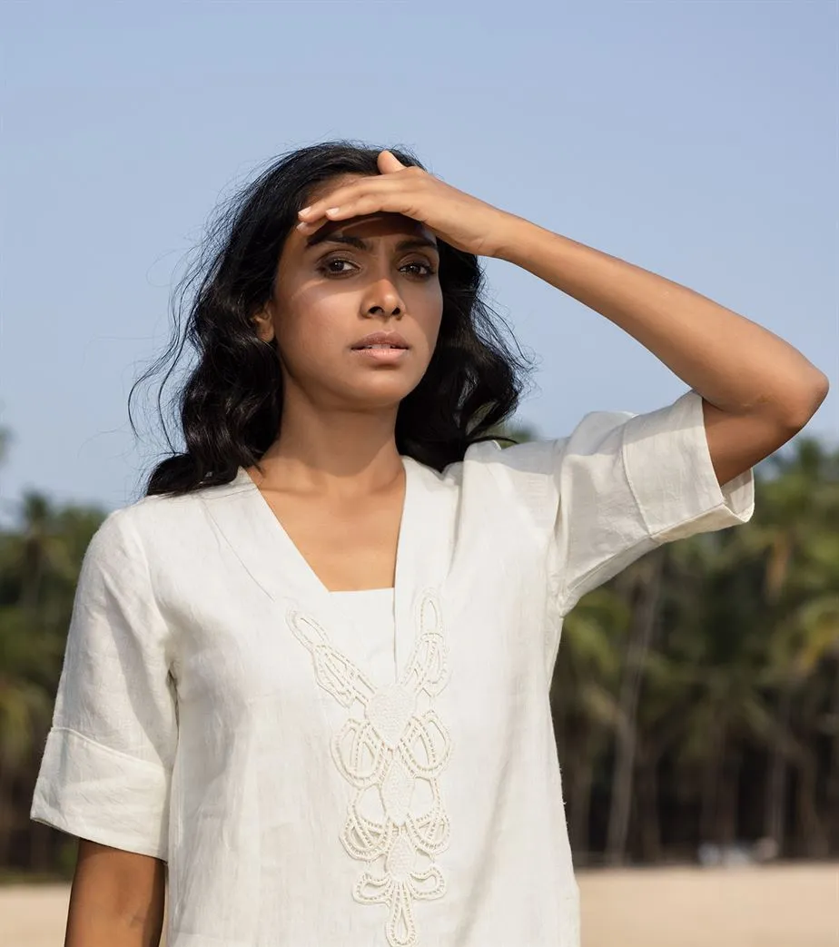 Khara Kapas I  Oh carol I Cotton Luxe Dress White KK-24-36
