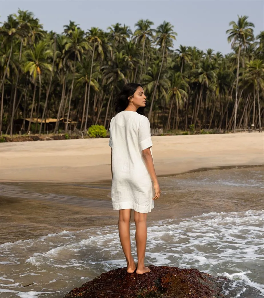 Khara Kapas I  Oh carol I Cotton Luxe Dress White KK-24-36