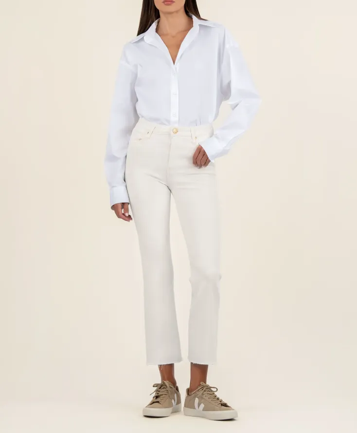 KUT Ecru Kelsey Ankle Flare Denim