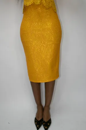 Lace Overlay Pencil Skirt