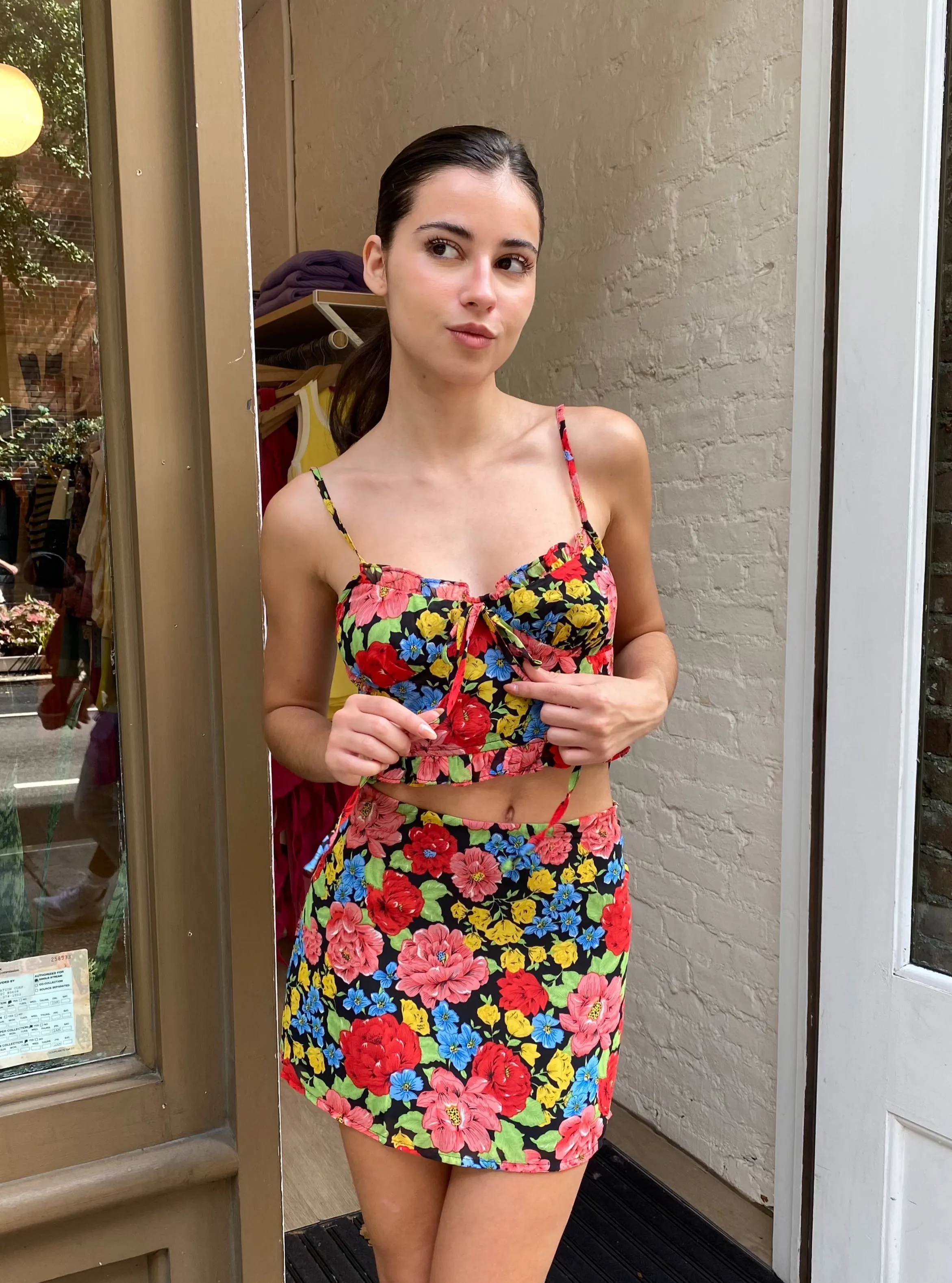 Laurel Tie Front Tank in Bright Floral