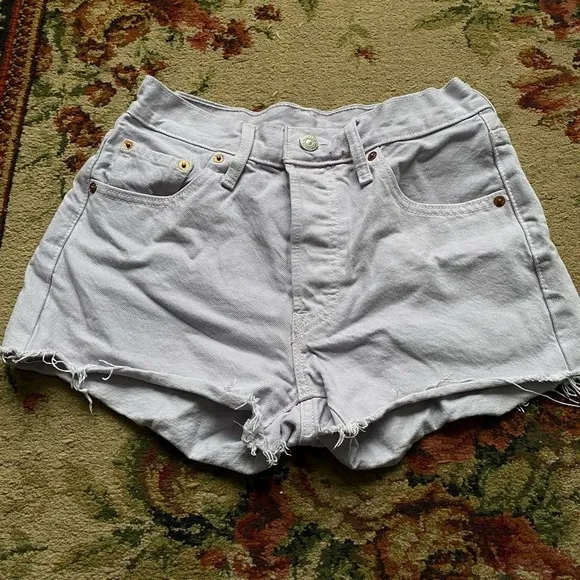 lavender denim levi’s high waisted cutoff shorts