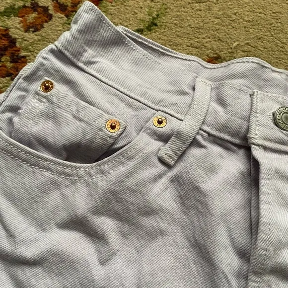lavender denim levi’s high waisted cutoff shorts