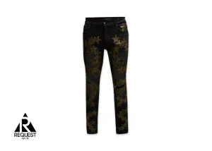 Leather Star Applique Chemist Denim "Black/Green"