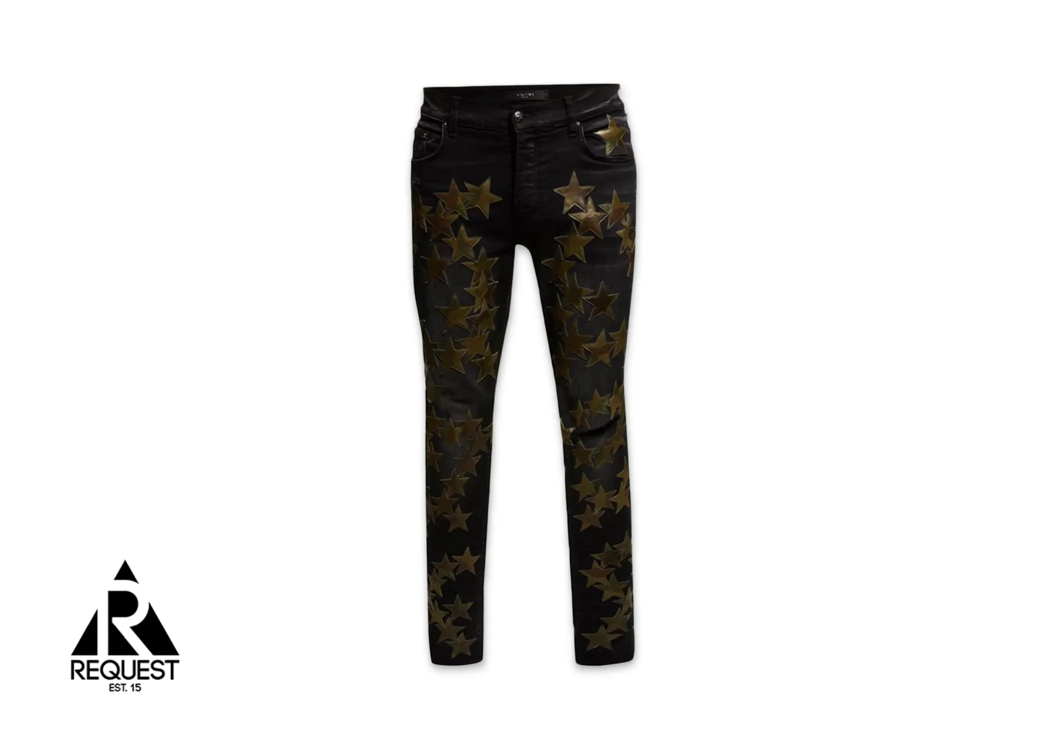 Leather Star Applique Chemist Denim "Black/Green"
