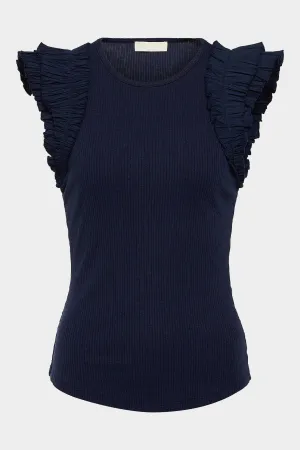 Lilo Ribbed Knit Tank Top in Midnight