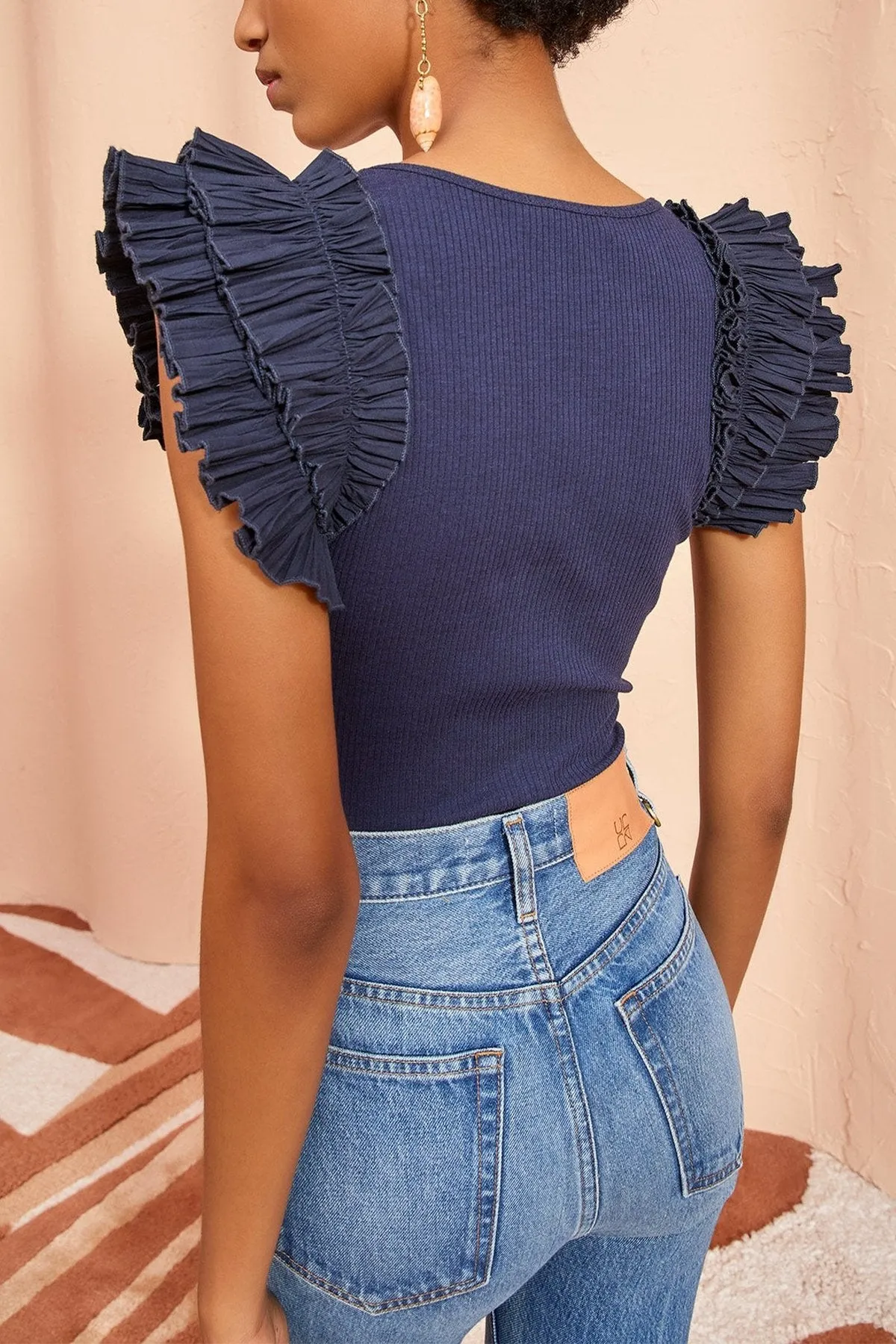 Lilo Ribbed Knit Tank Top in Midnight