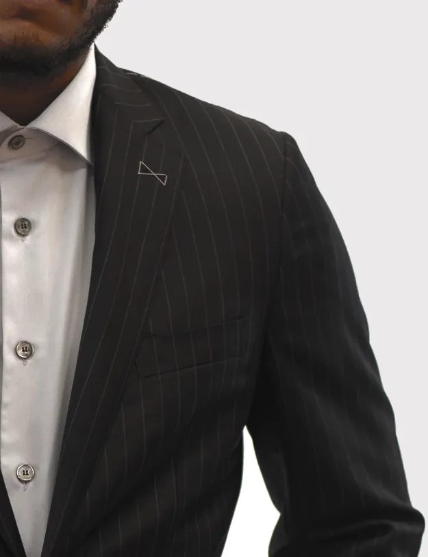 Loro Piana Black Pencil Stripe Suit