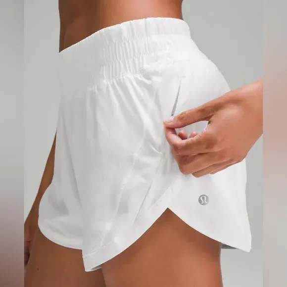 Lululemon White Track That High-Rise LinedShort 3&quot; Size 4