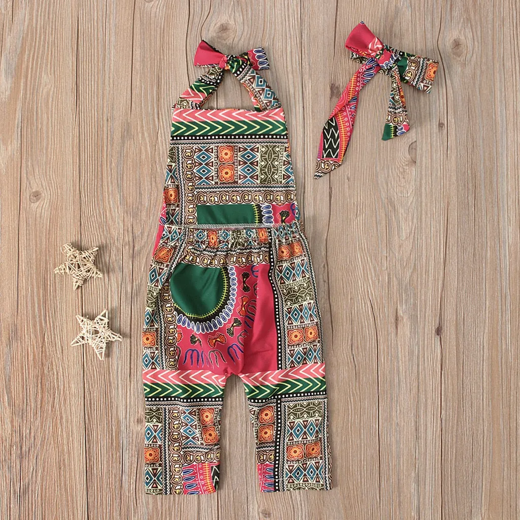 Luxury Dashiki African Print Romper Jumpsuit with Headband