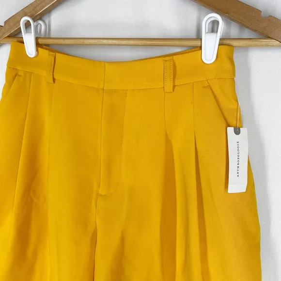 Maeve Avery Pleated Shorts Mango Mojito Yellow Orange High Waisted NWT 0