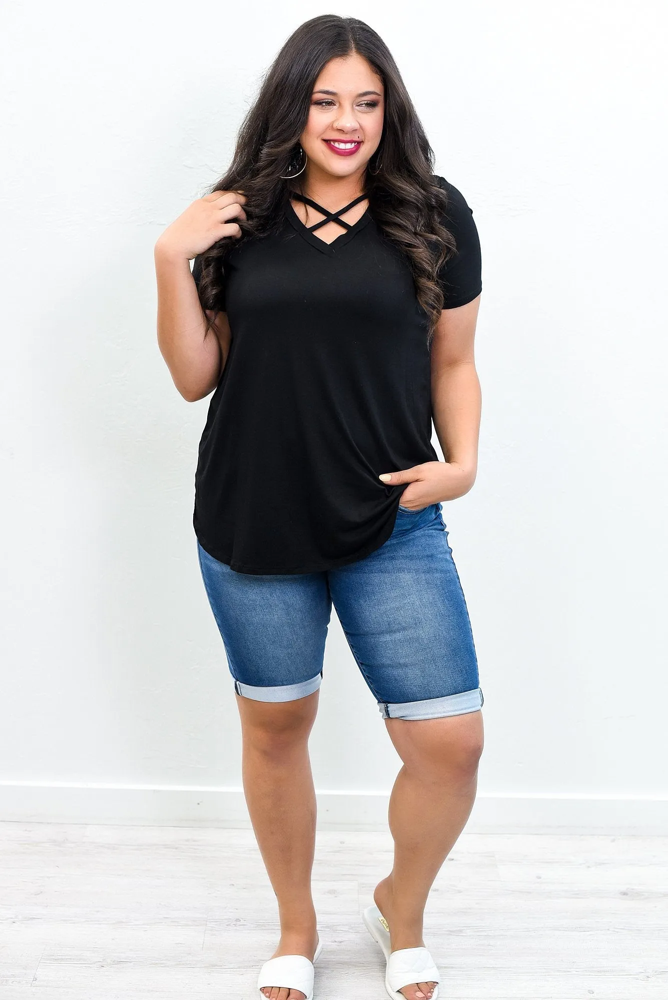 Make It Good Dark Denim Bermuda Shorts - I1120DN