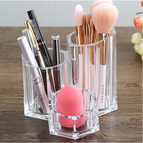 Makeup Brush Lipstick Tube Transparent Acrylic Eyebrow Pencil Storage Box