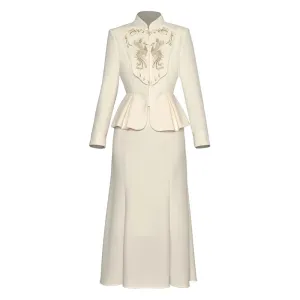 Mandy Embroidery Top   Mermaid Skirt Chinese Style 2 piece Set