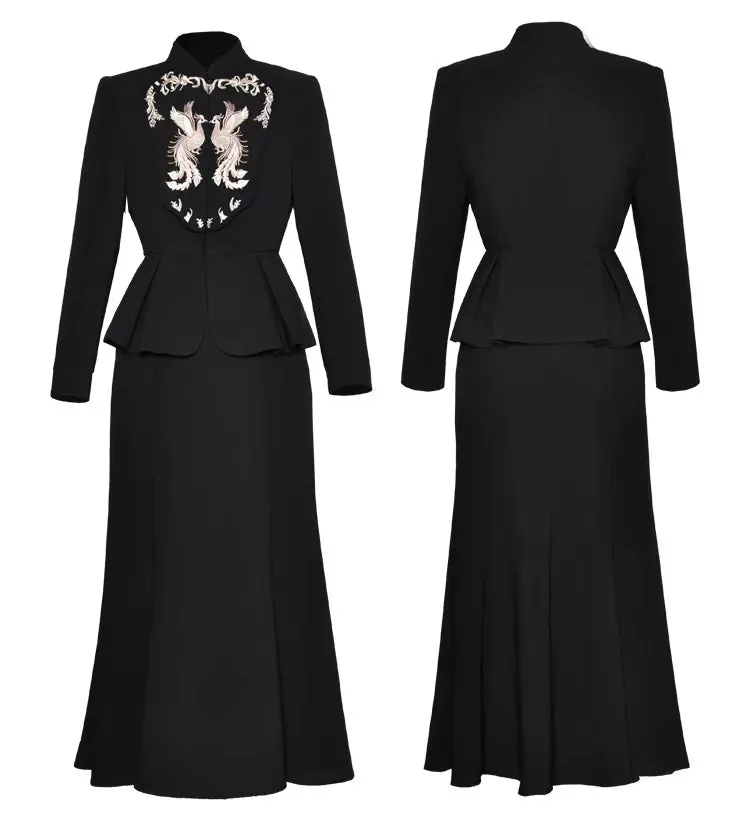 Mandy Embroidery Top   Mermaid Skirt Chinese Style 2 piece Set