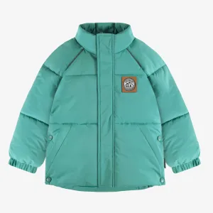 Manteau doudoune bleu à col montant en polyester, enfant || High collar blue puffer coat in polyester, child