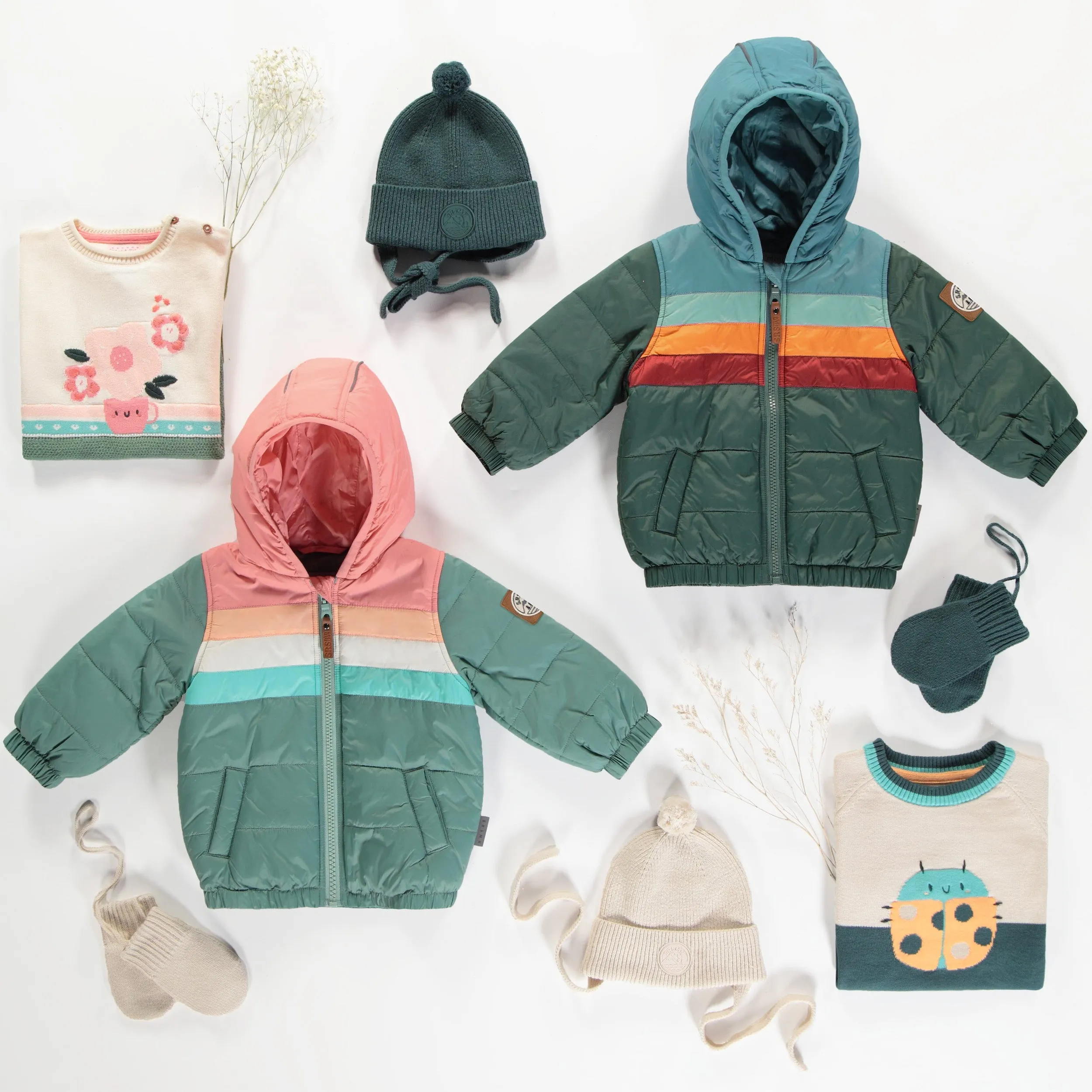 Manteau doudoune vert, bébé || Green puffer coat, baby