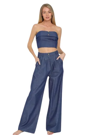 Marian Denim Pants Set