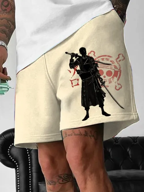 Men's Fashion Anime Print Pocket Shorts