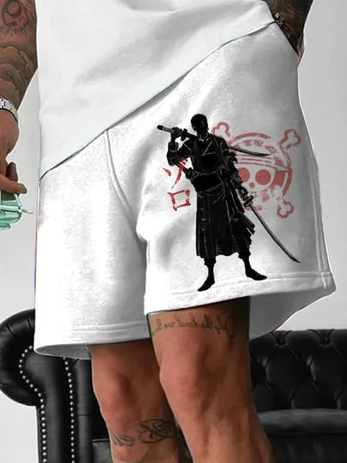 Men's Fashion Anime Print Pocket Shorts