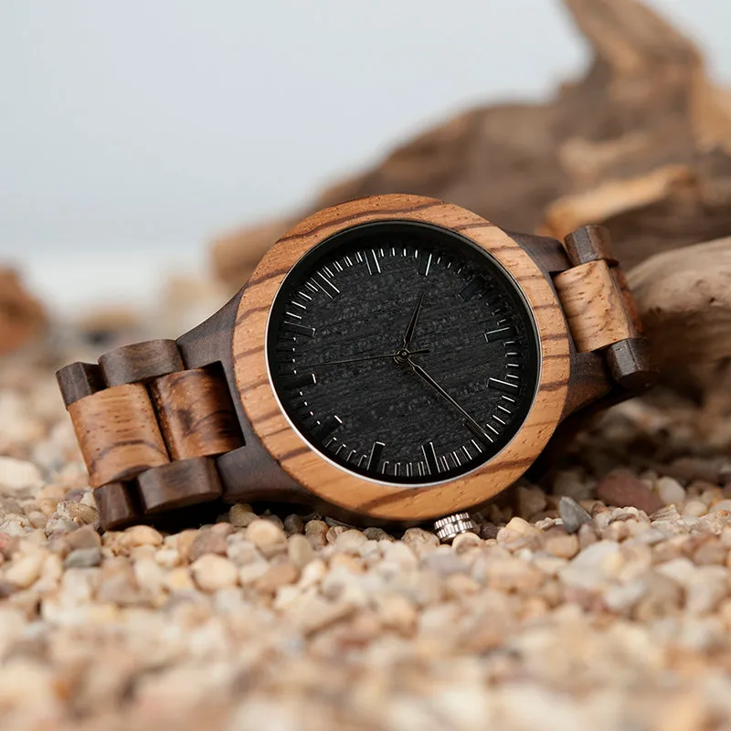Men's Fashion Zebra Wooden Watch in Gift Box