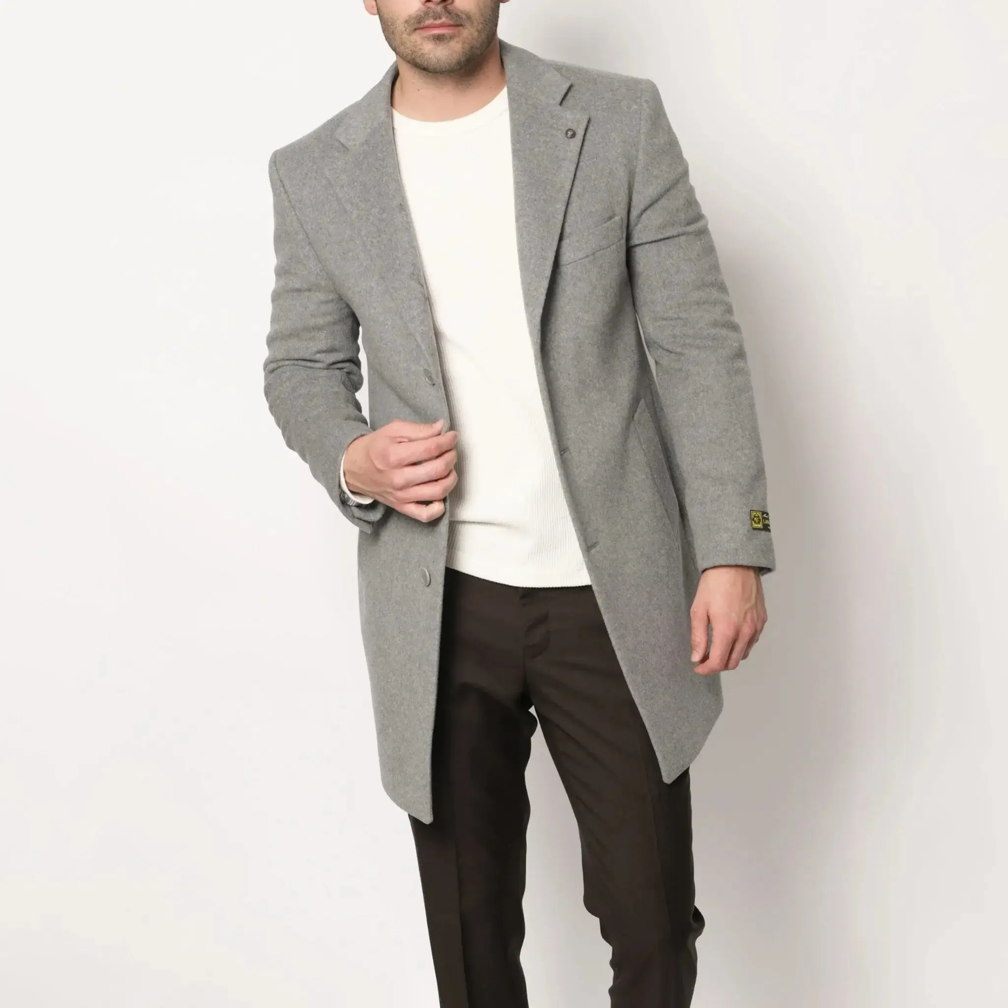 Men's Faux Fur Collar WInter Coat Grey