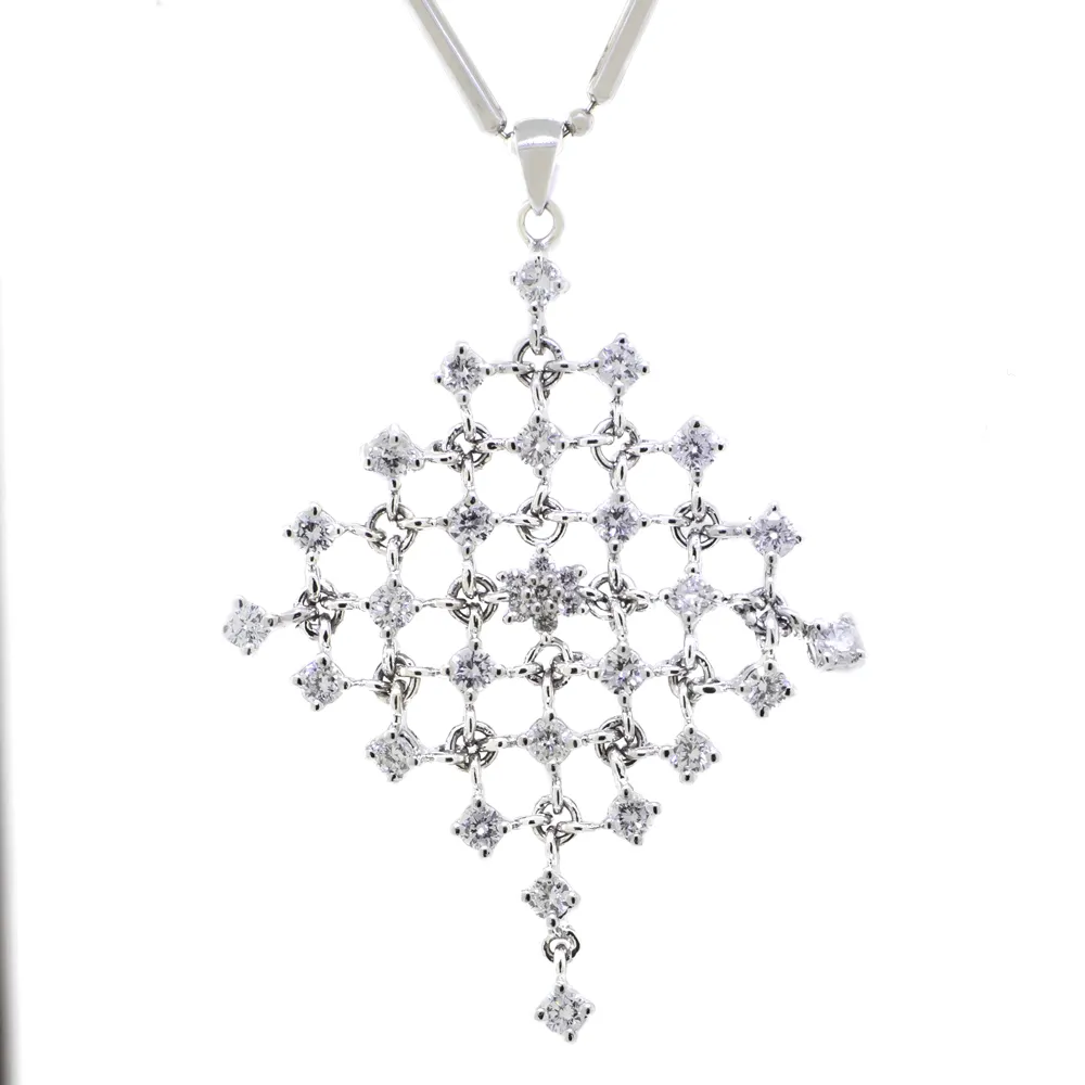 Mesh Diamond Pendant - 14K White Gold - 1.35ct
