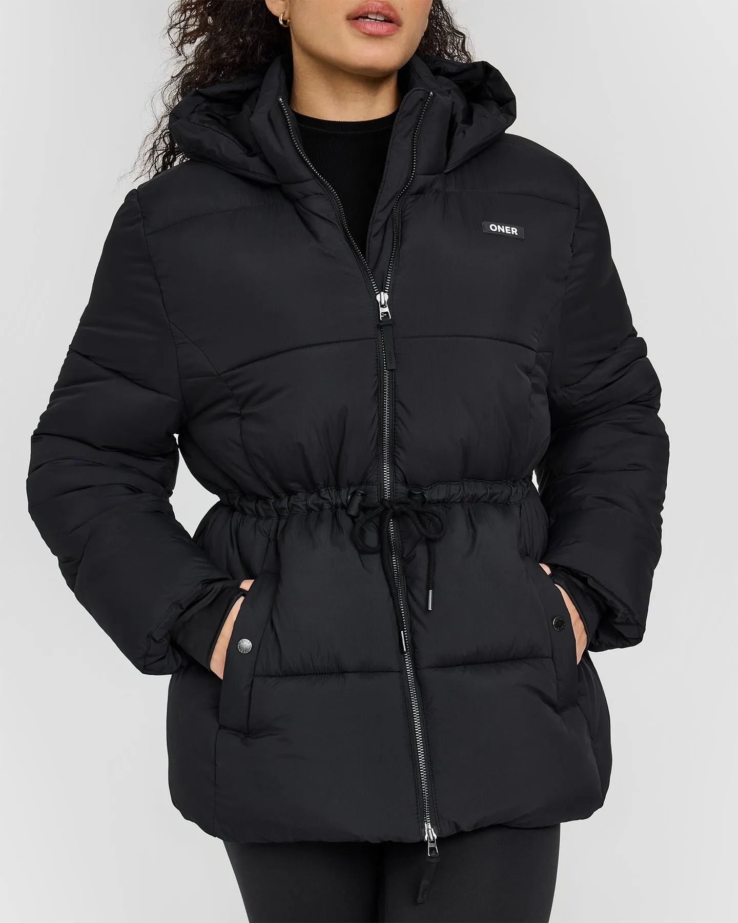 Mid Length Puffer Jacket | Black