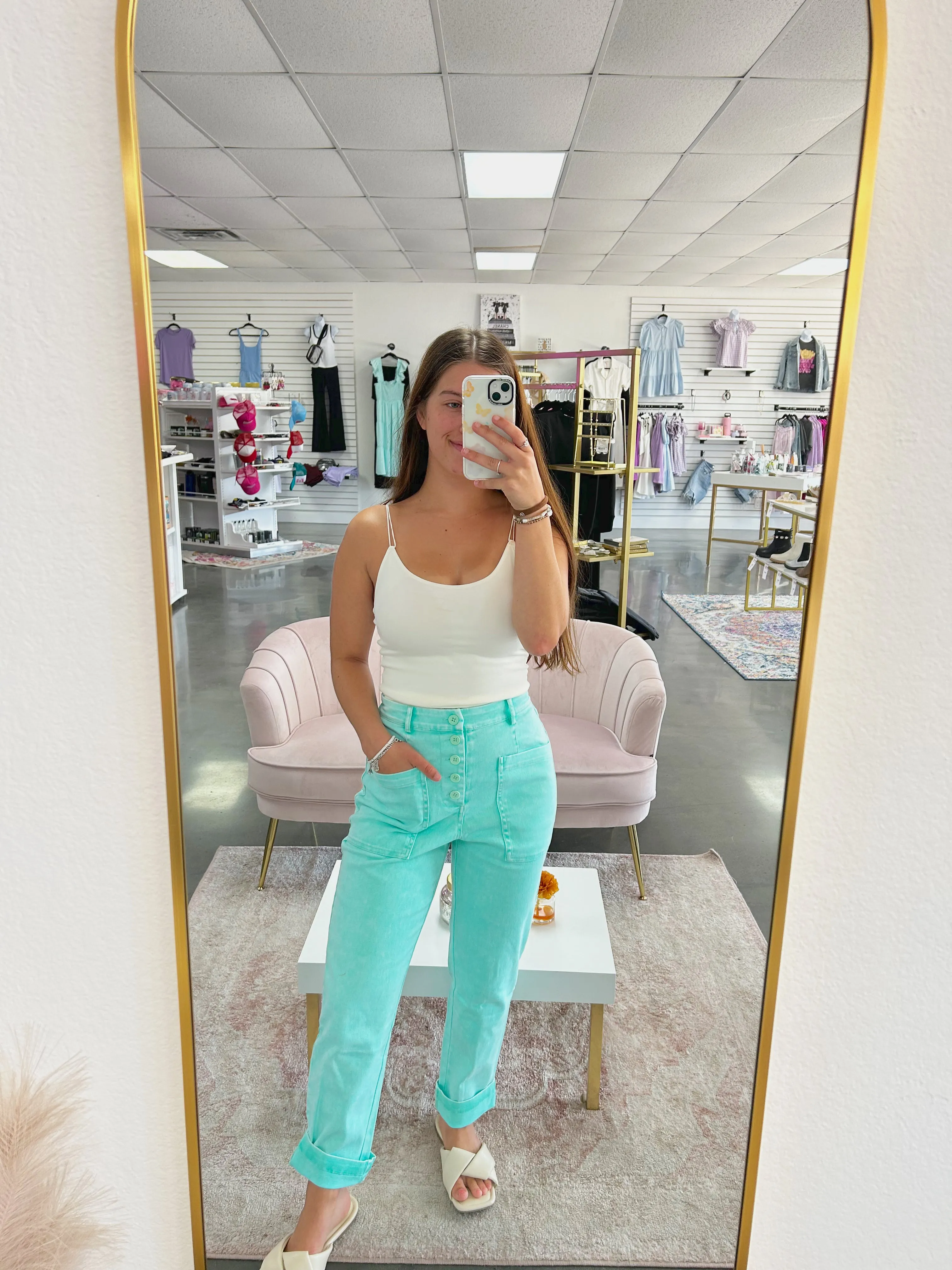 Mint Denim Pants