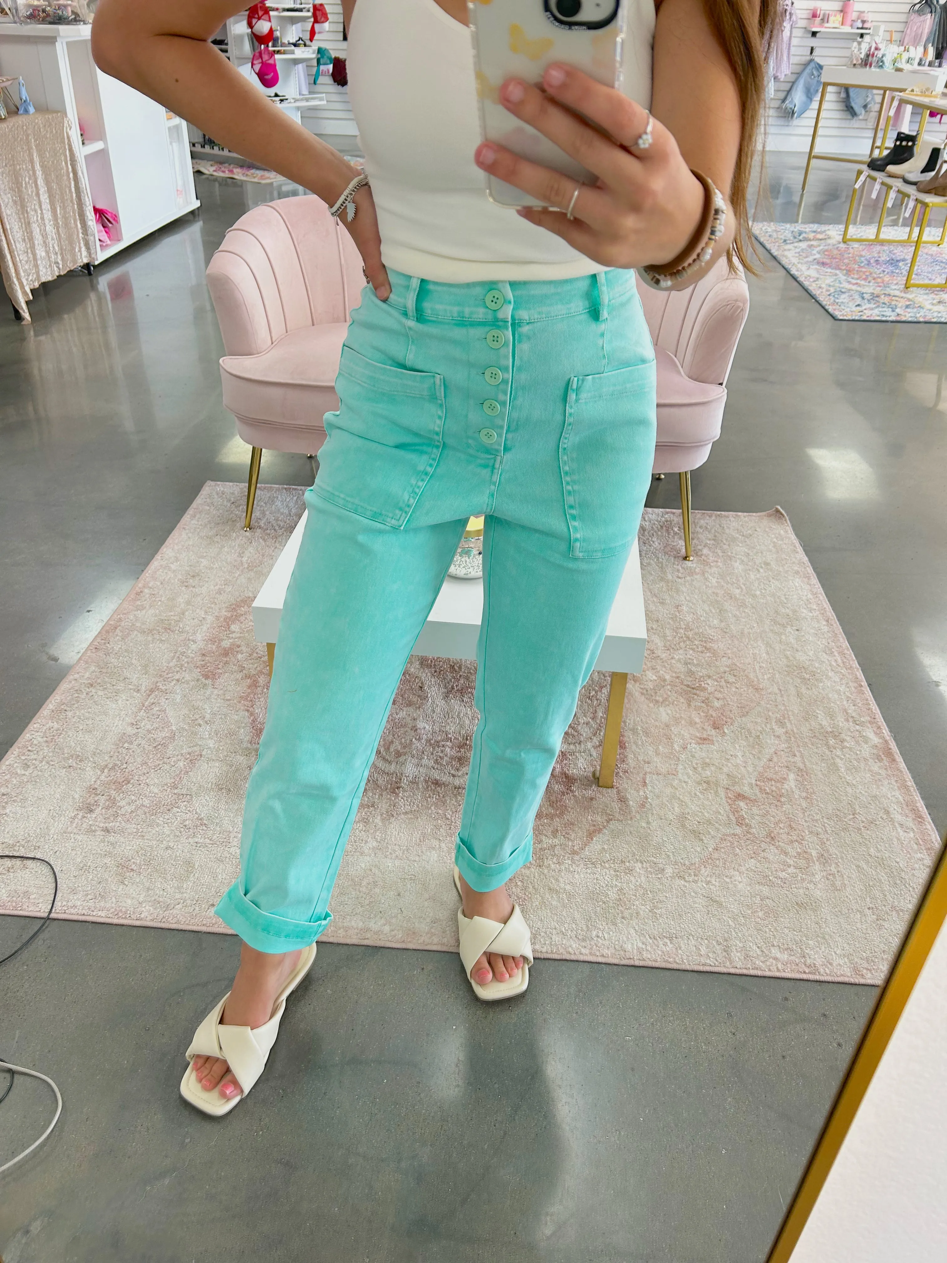 Mint Denim Pants