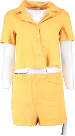 miss lola Orange Short Sleeve Shirt And Shorts Set UK S