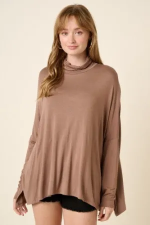 Mocha Bamboo Mock Neck Oversized L/S