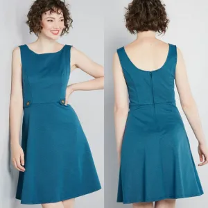 Modcloth Teal Sixties Signature A-Line Dress Size 2X