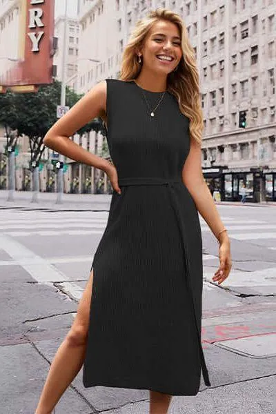 Neck Bottom Knitted A-Line dress