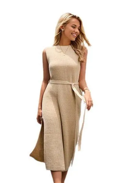 Neck Bottom Knitted A-Line dress