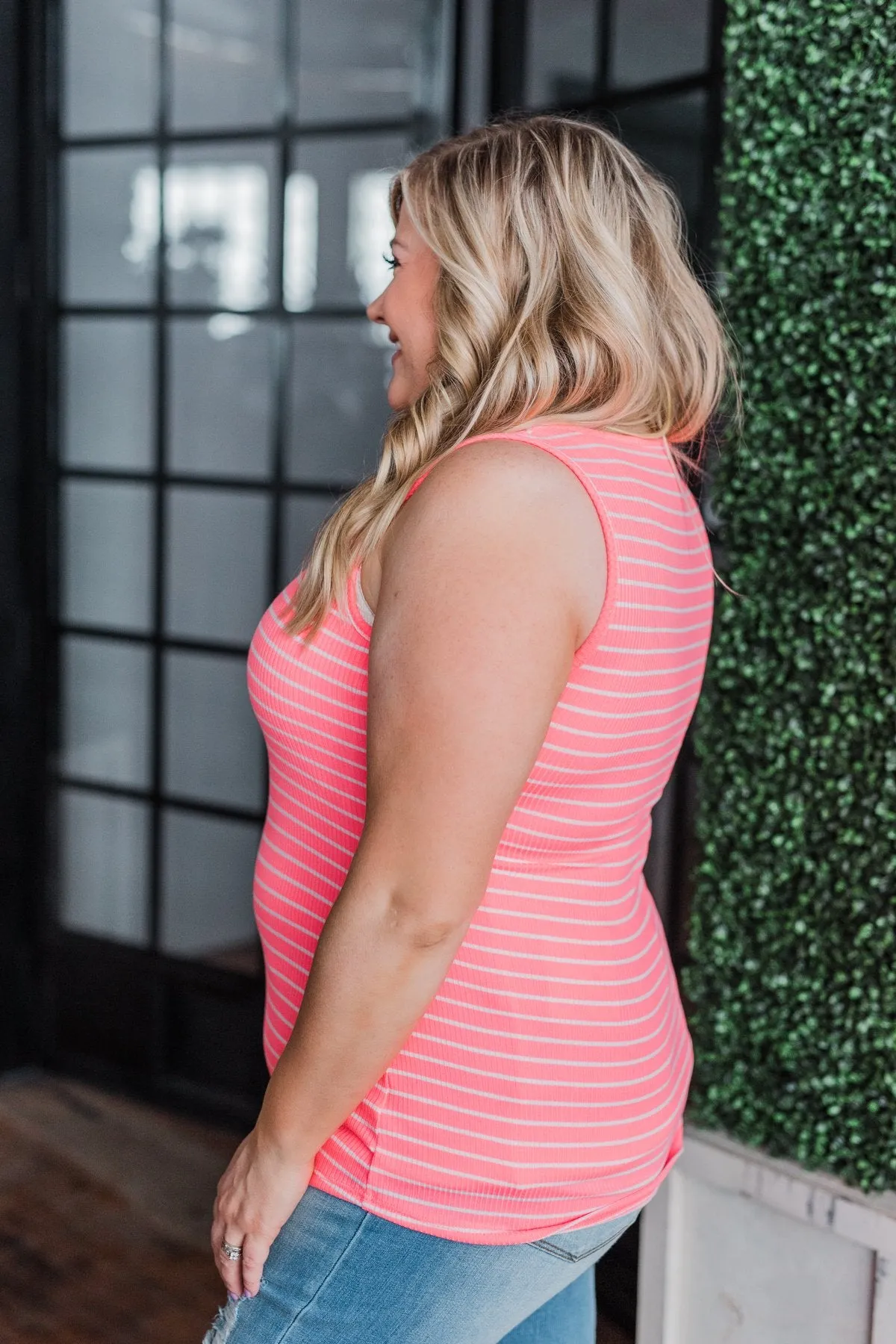 Neon Pink Zipper Tank Top