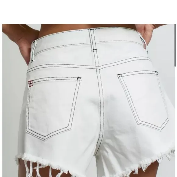 NEW BDG Pinched Waist Shorts High Waisted Cotton Size 31 Frayed Hem Festival