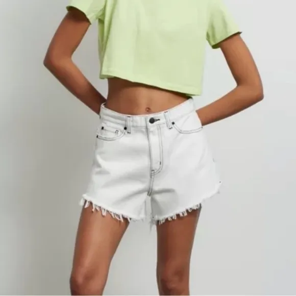 NEW BDG Pinched Waist Shorts High Waisted Cotton Size 31 Frayed Hem Festival
