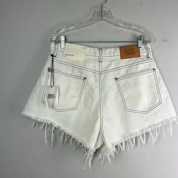 NEW BDG Pinched Waist Shorts High Waisted Cotton Size 31 Frayed Hem Festival