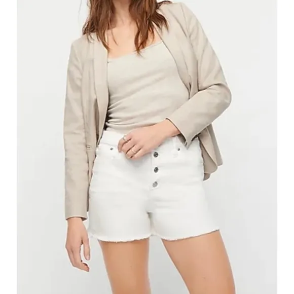 NEW J.CREW White High-Rise Buttonfly Shorts