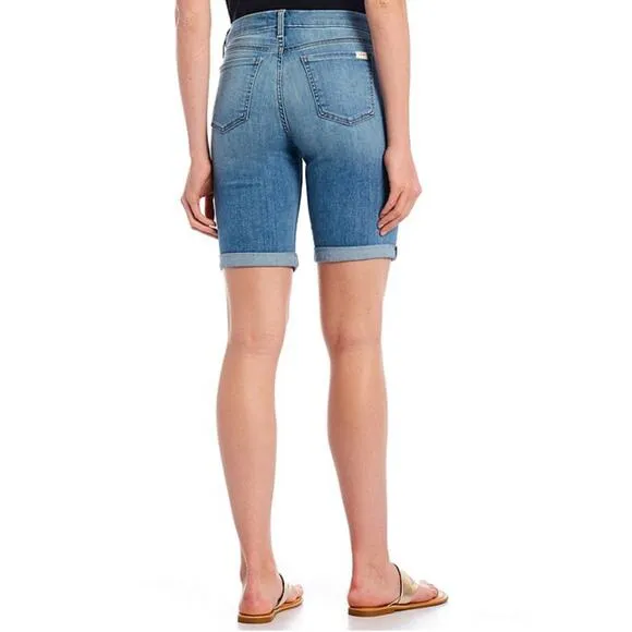 New JEN7 by 7 For All Mankind's Rolled Cuffs Denim Bermuda Shorts